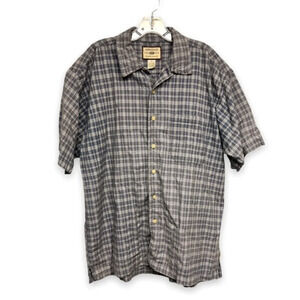 Adirondack trading Company vintage buttonup plaid short sleeve shirt 100% cotton
